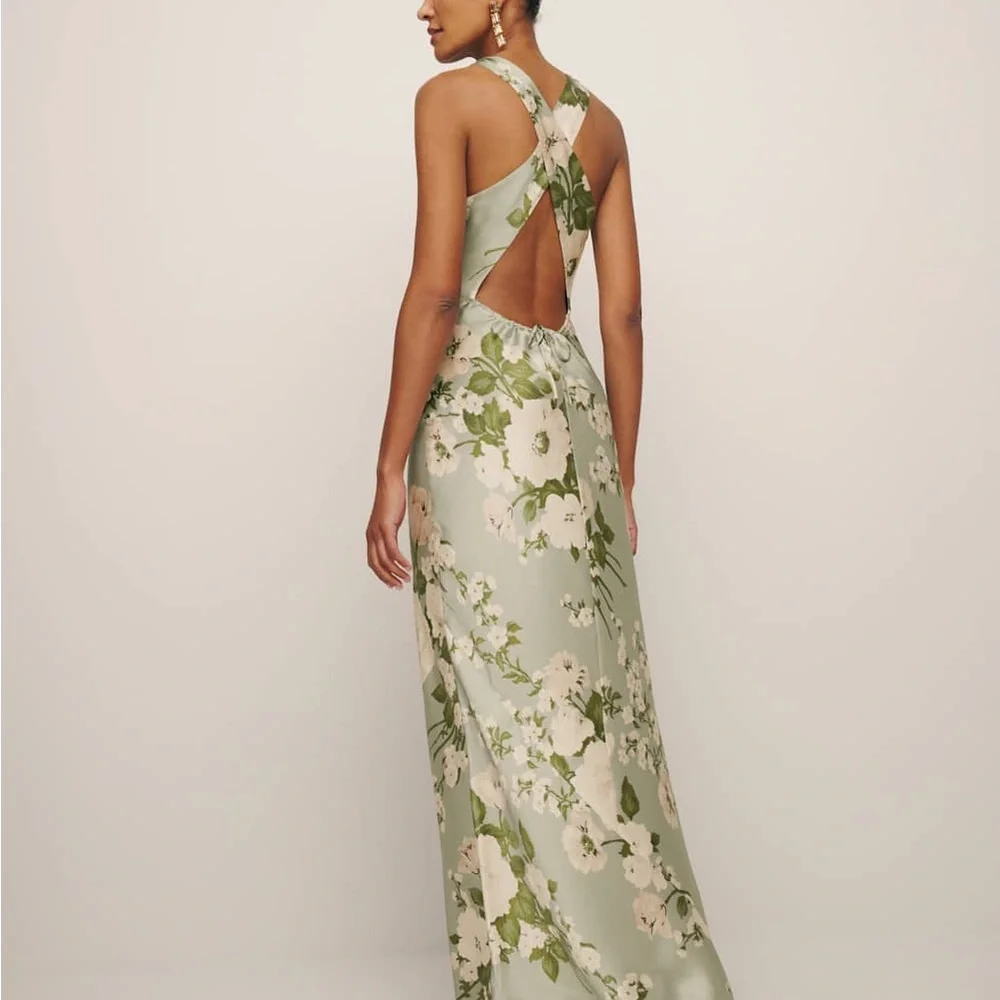 Reformation Anaiis silk dress Tarragon - Picture 6 of 6